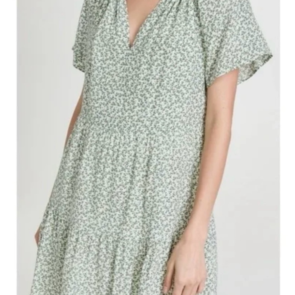 Rails Green Mini Sundress with Flutter Sleeves and V-Neck